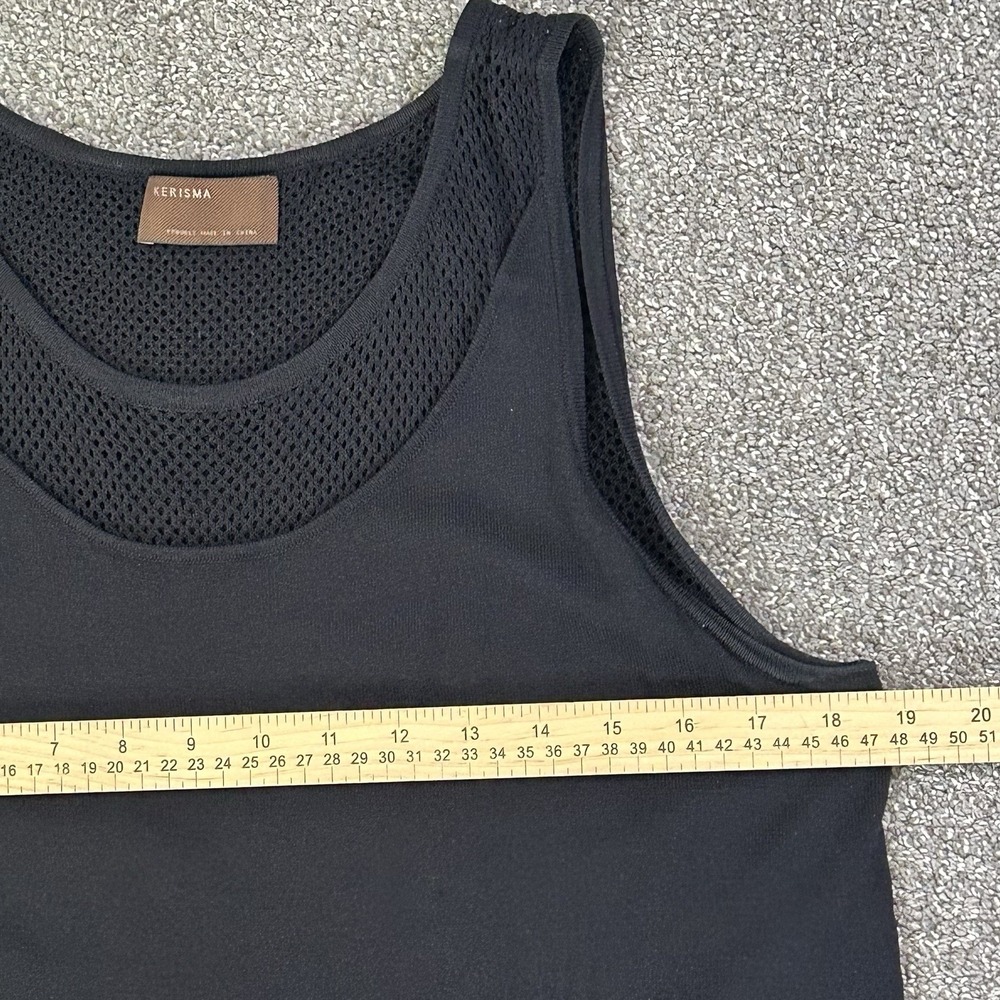 Kerisma Black Mesh Layered Tunic Tank Top M/L Viscose Nylon Sleeveless - Picture 10 of 11